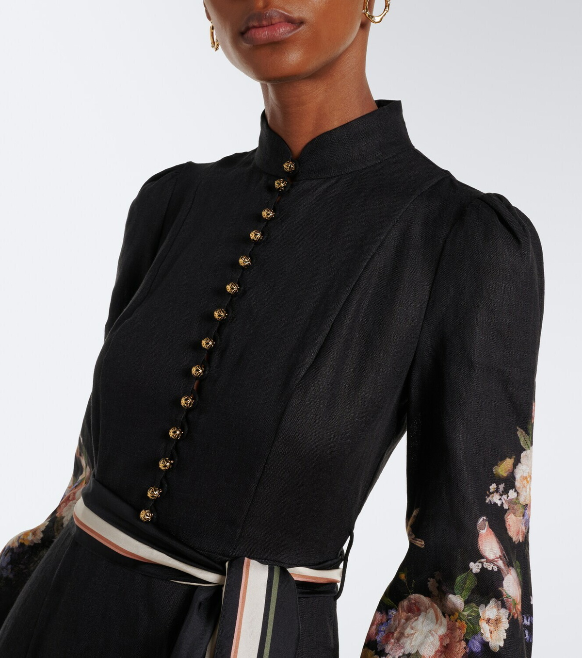 Zimmermann Valiant belted floral linen midi dress