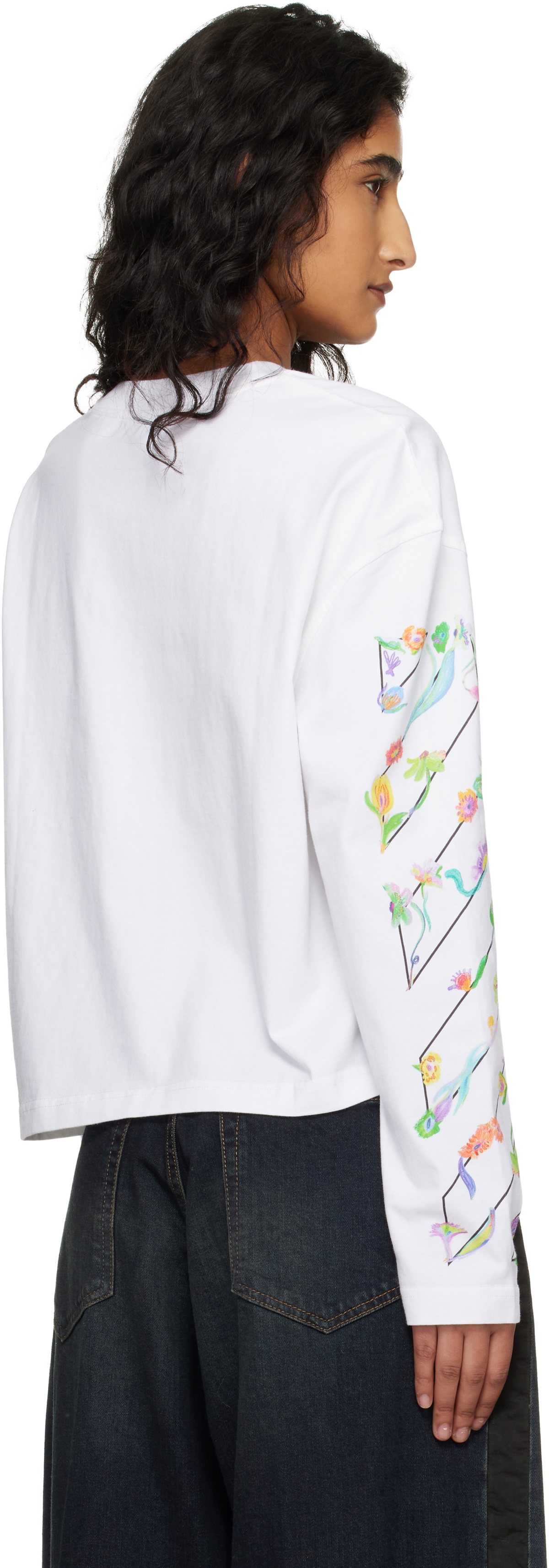 Off-White White Diagonal Glowing Flower T-shirt