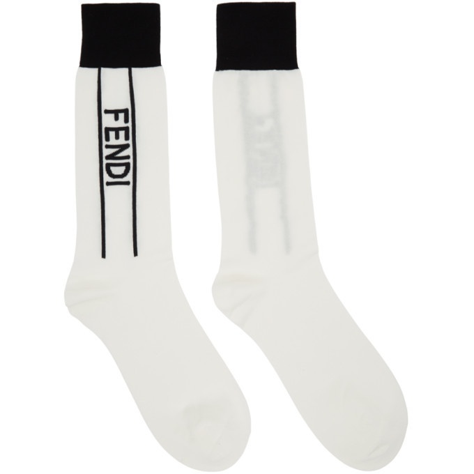 Photo: Fendi White and Black Logo Socks