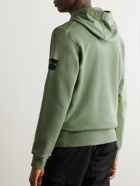 Stone Island - Garment-Dyed Logo-Appliquéd Cotton-Jersey Hoodie - Green