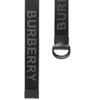 Burberry - 4cm Black Leather-Trimmed Logo-Jacquard Webbing Belt - Black