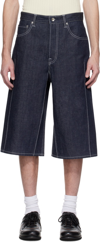 Photo: Karmuel Young Navy Cuboid Raw Denim Shorts