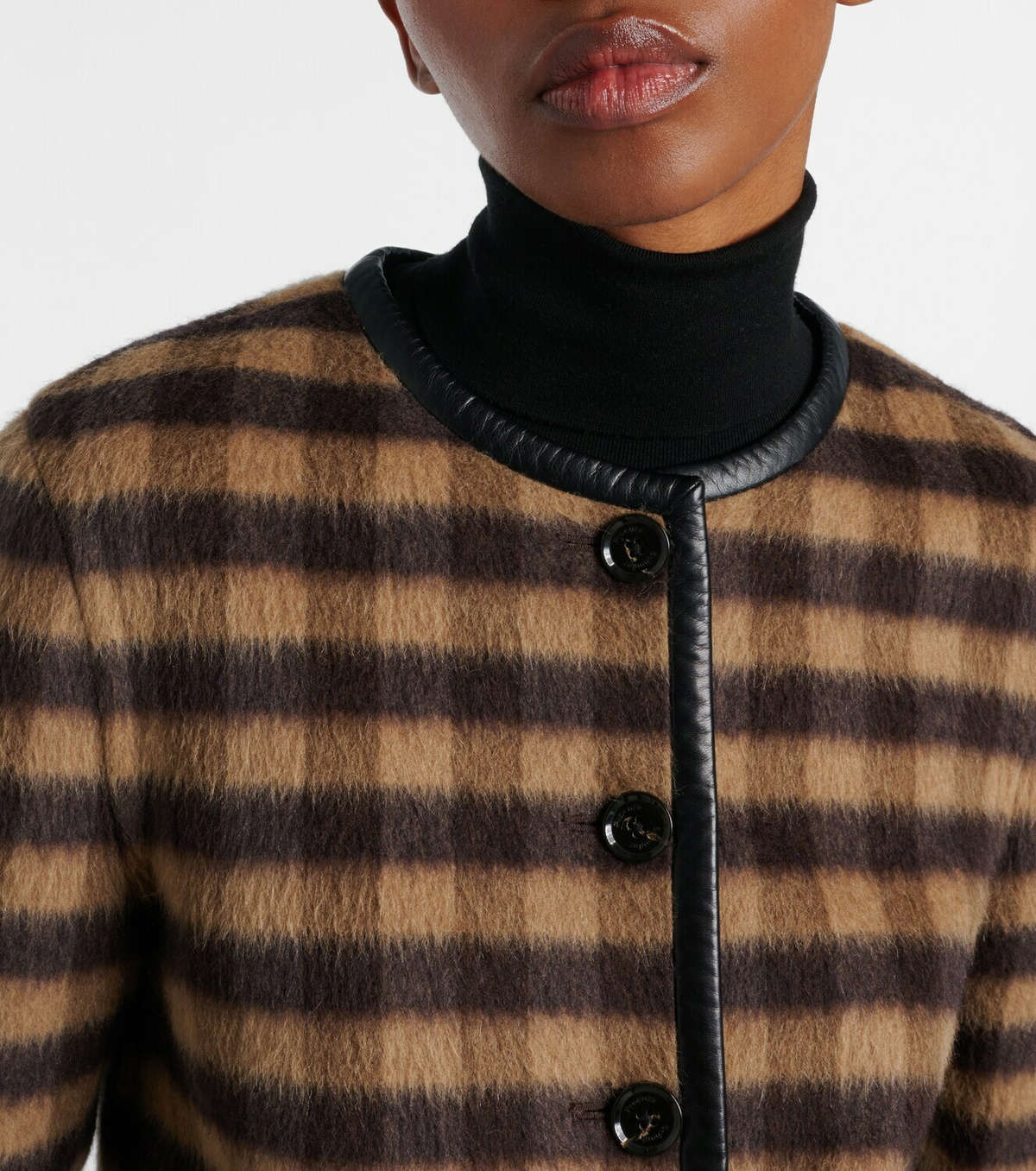 Proenza Schouler Checked leather-trimmed wool-blend jacket