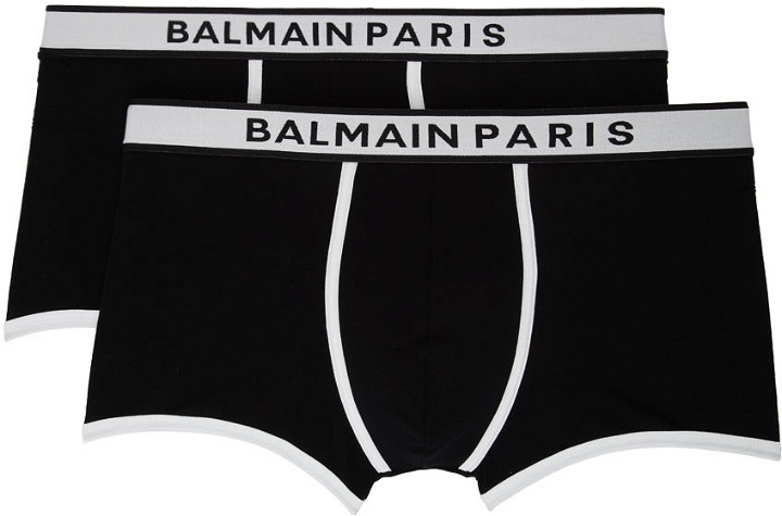 Photo: Balmain Two-Pack Black Cotton Trunk Boxers