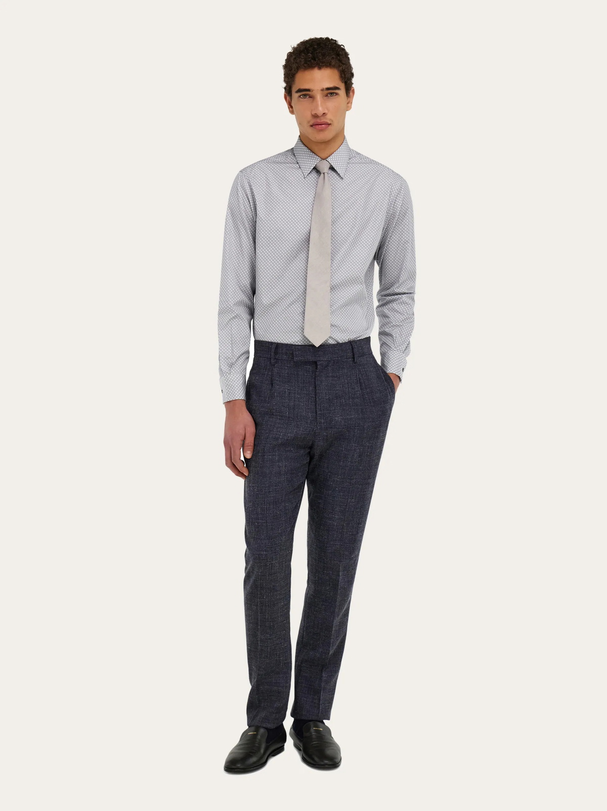 Ferragamo Mens Micro-patterned shirt in White