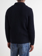 S.N.S. Herning - Fender Ribbed Wool Half-Zip Sweater - Blue
