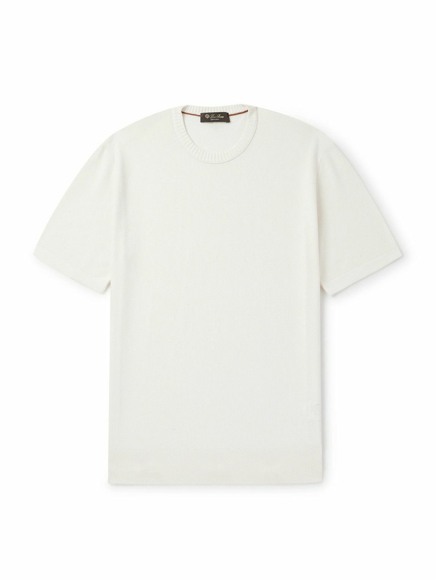 Photo: Loro Piana - Slim-Fit Cotton and Silk-Blend Piqué T-Shirt - White