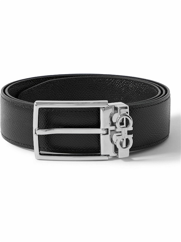 Photo: FERRAGAMO - 3.5cm Pebble-Grain Leather Belt - Black