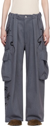 Collina Strada Blue Pleated Denim Cargo Pants