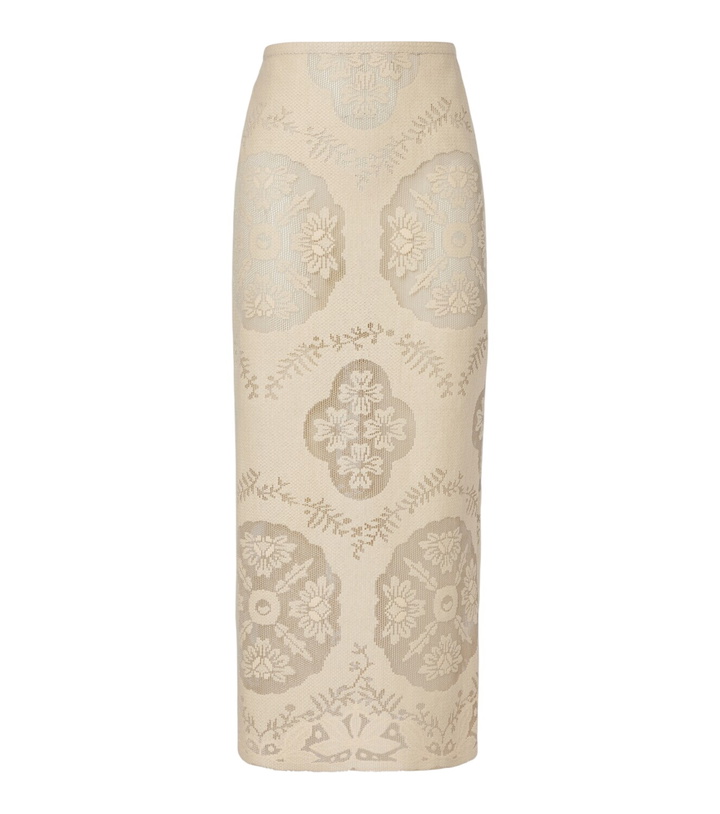 Photo: Valentino Floral cotton-blend midi skirt