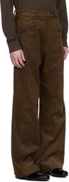 Omar Afridi Brown Knee Darted Flare Micro Cord Trousers