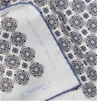 E.MARINELLA - Printed Silk-Twill Pocket Square - White