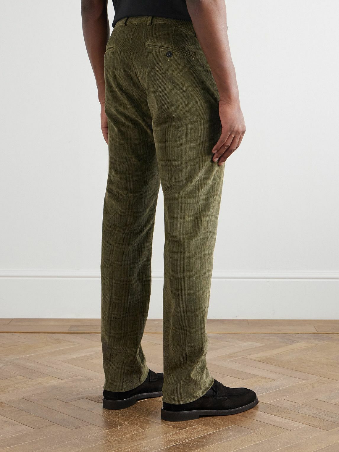 Massimo Alba - Mauko Straight-Leg Prince of Wales Checked Cotton-Blend Corduroy Suit Trousers - Green
