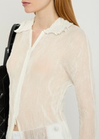 Issey Miyake Twist Pleated Semi-sheer Chiffon top White