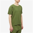 Homme Plissé Issey Miyake Men's Pleated T-Shirt in Olive Green