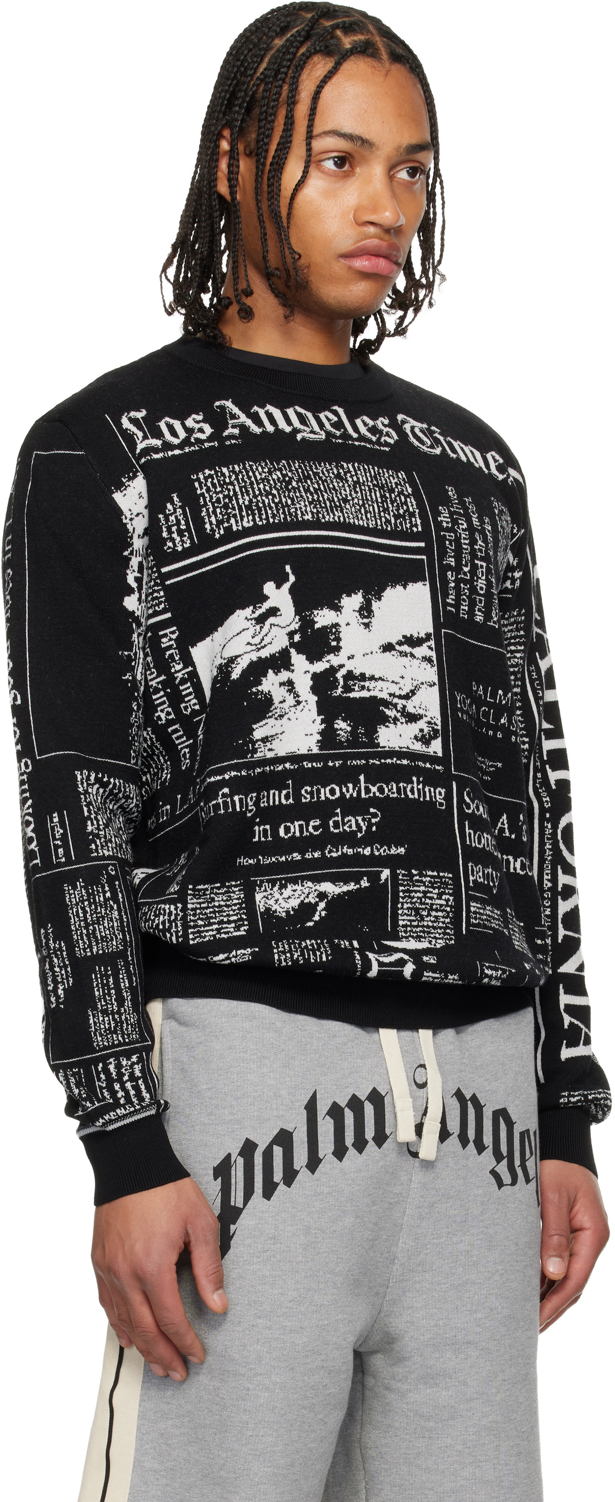 Palm Angels Black LA Times Edition Sweater