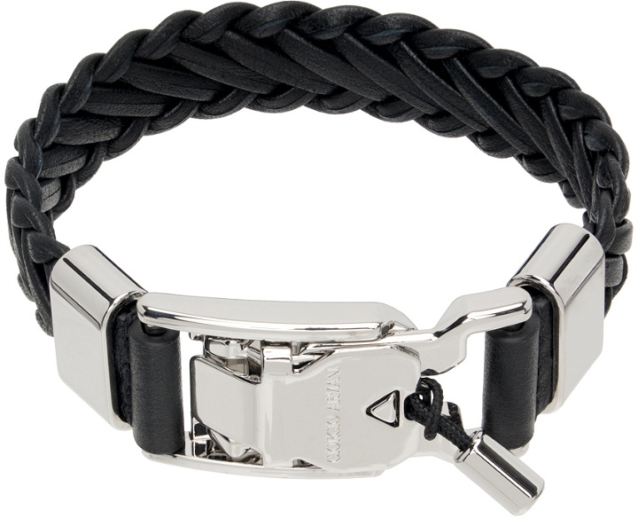 Photo: Giorgio Armani Black Woven Leather Bracelet