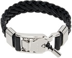 Giorgio Armani Black Woven Leather Bracelet