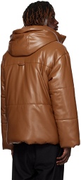 Nanushka Brown Hide Vegan Leather Puffer Jacket
