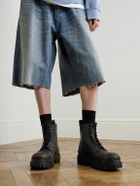 Balenciaga - Strike Distressed Leather Boots - Black