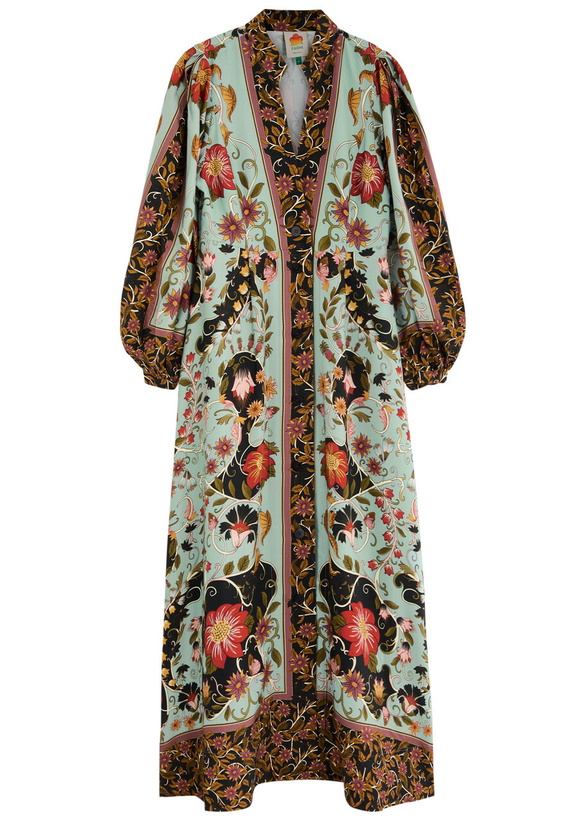 Photo: Farm Rio Floral-print Twill Maxi Dress Blue