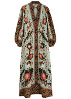 Farm Rio Floral-print Twill Maxi Dress Blue