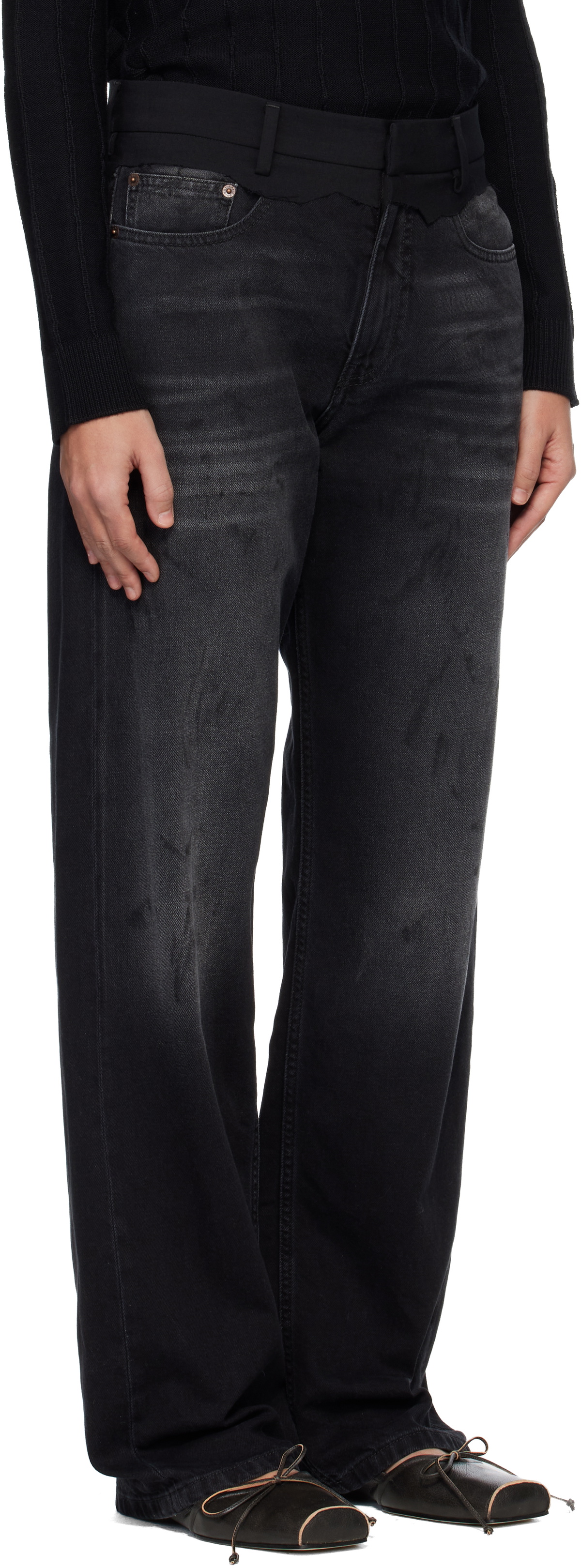 MM6 Maison Margiela Black Straight-Leg Jeans