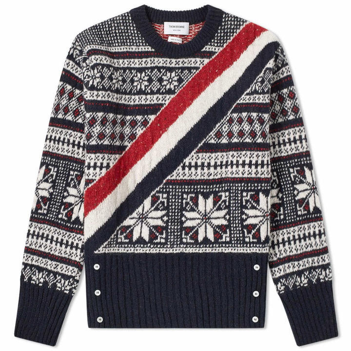 Photo: Thom Browne Winter Fair Isle Crew Knit Blue