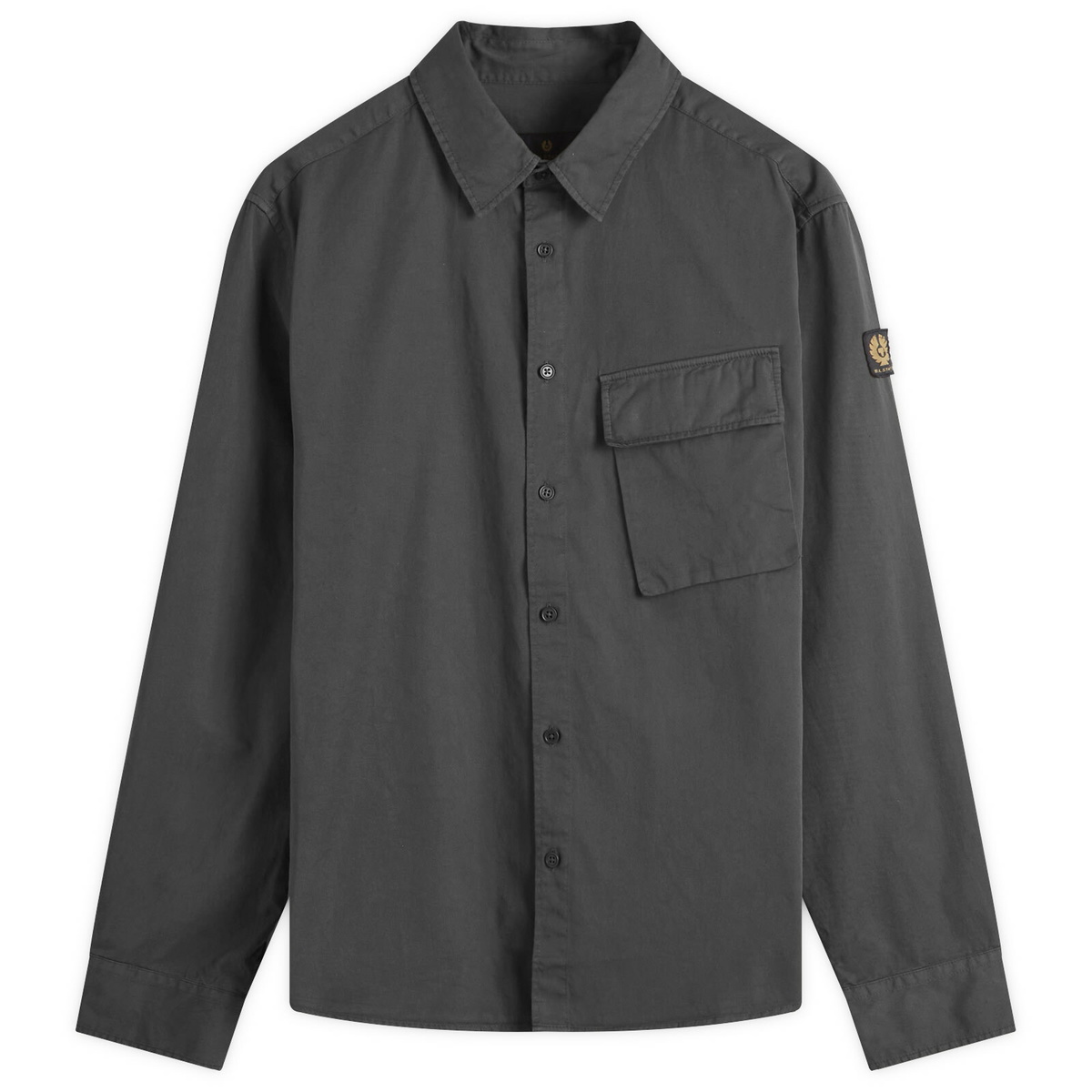 Belstaff Men's Scale Garment Dyed Shirt in Grey Melange Belstaff