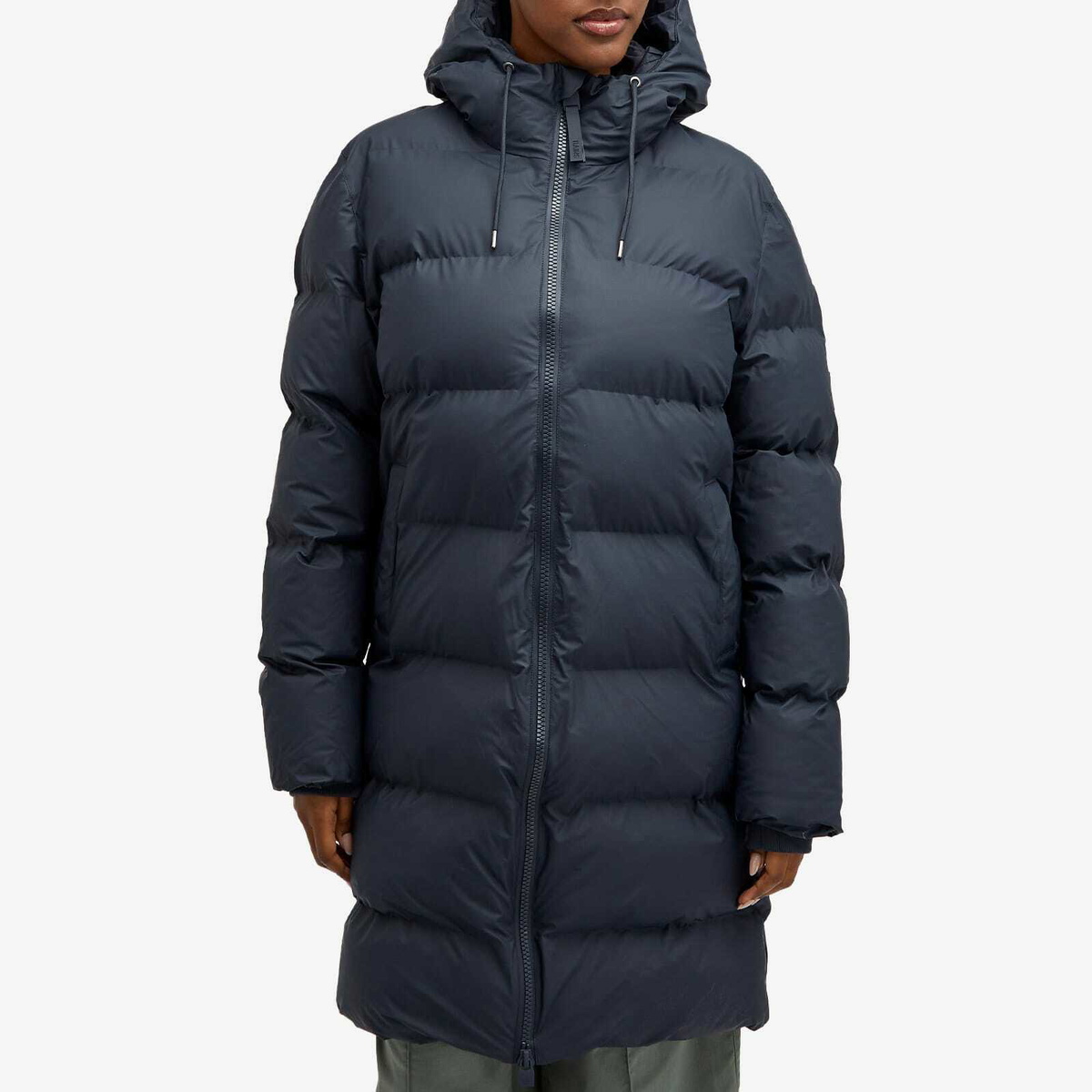 Rains Women's Alta Long Puffer Jacket in Navy