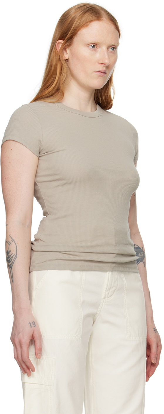 Filippa K Taupe Fine Rib T-Shirt