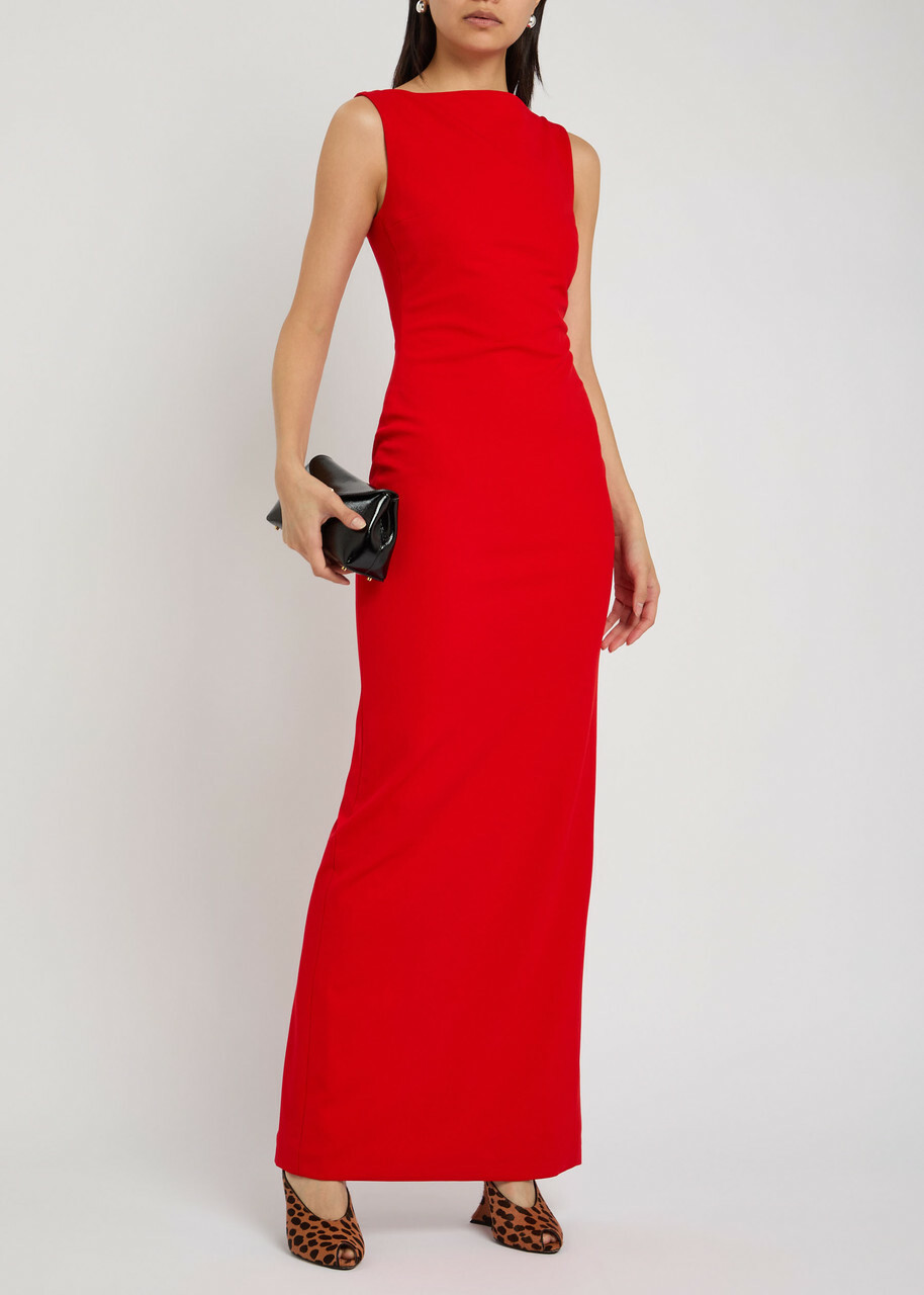 Solace London Imogen Open-back Crepe Maxi Dress Red