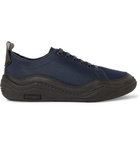 Lanvin - Leather-Trimmed Mesh Sneakers - Men - Midnight blue