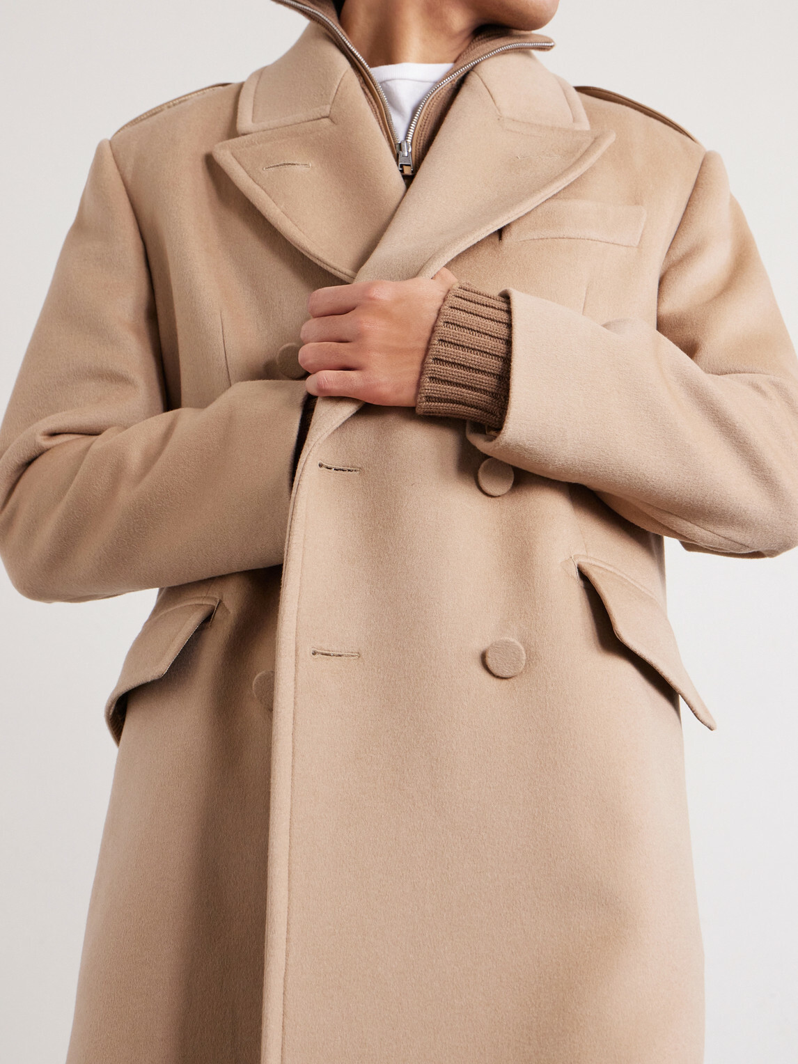 TOM FORD - Double-Breasted Wool and Cashmere-Blend Coat - Neutrals