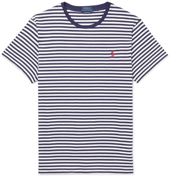 Photo: Polo Ralph Lauren - Slim-Fit Striped Cotton-Jersey T-Shirt - Blue