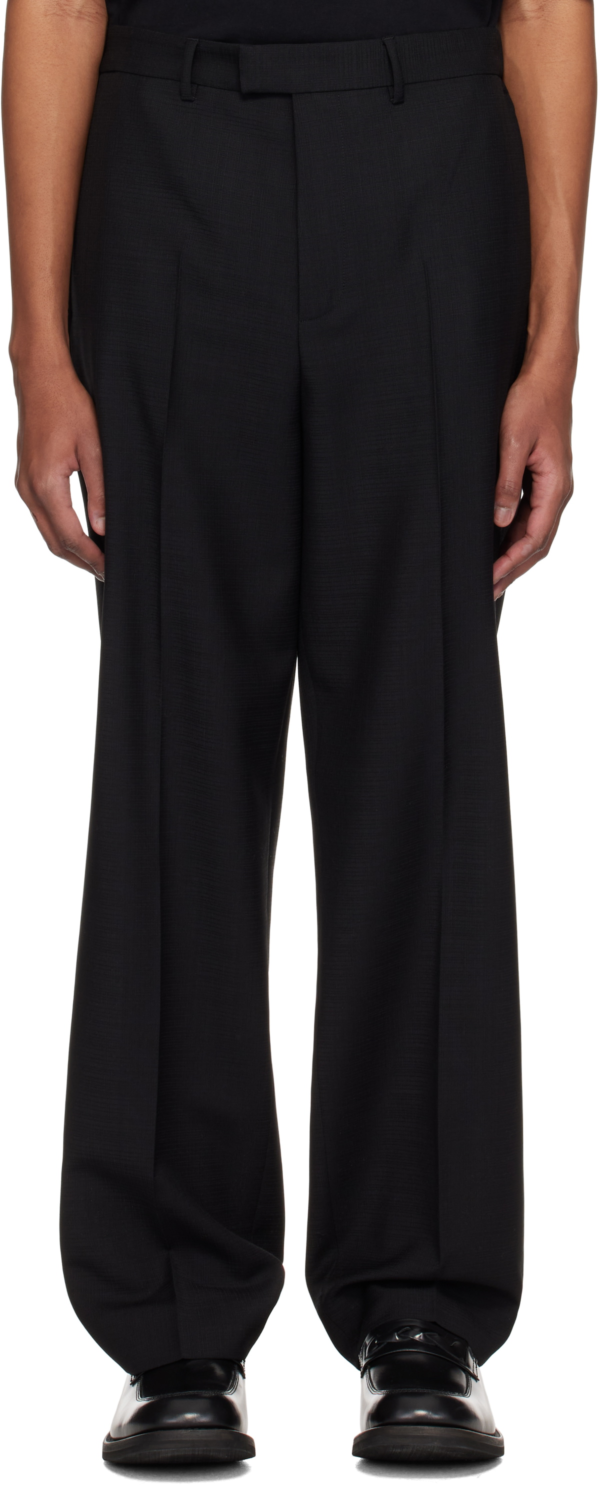 Róhe Black Straight Leg Half-Elasticated Trousers