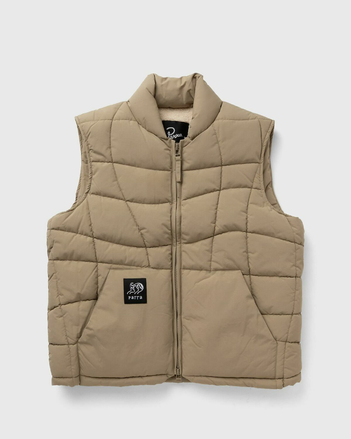 By Parra Waved Alien Puffer Vest Beige Vests By Parra