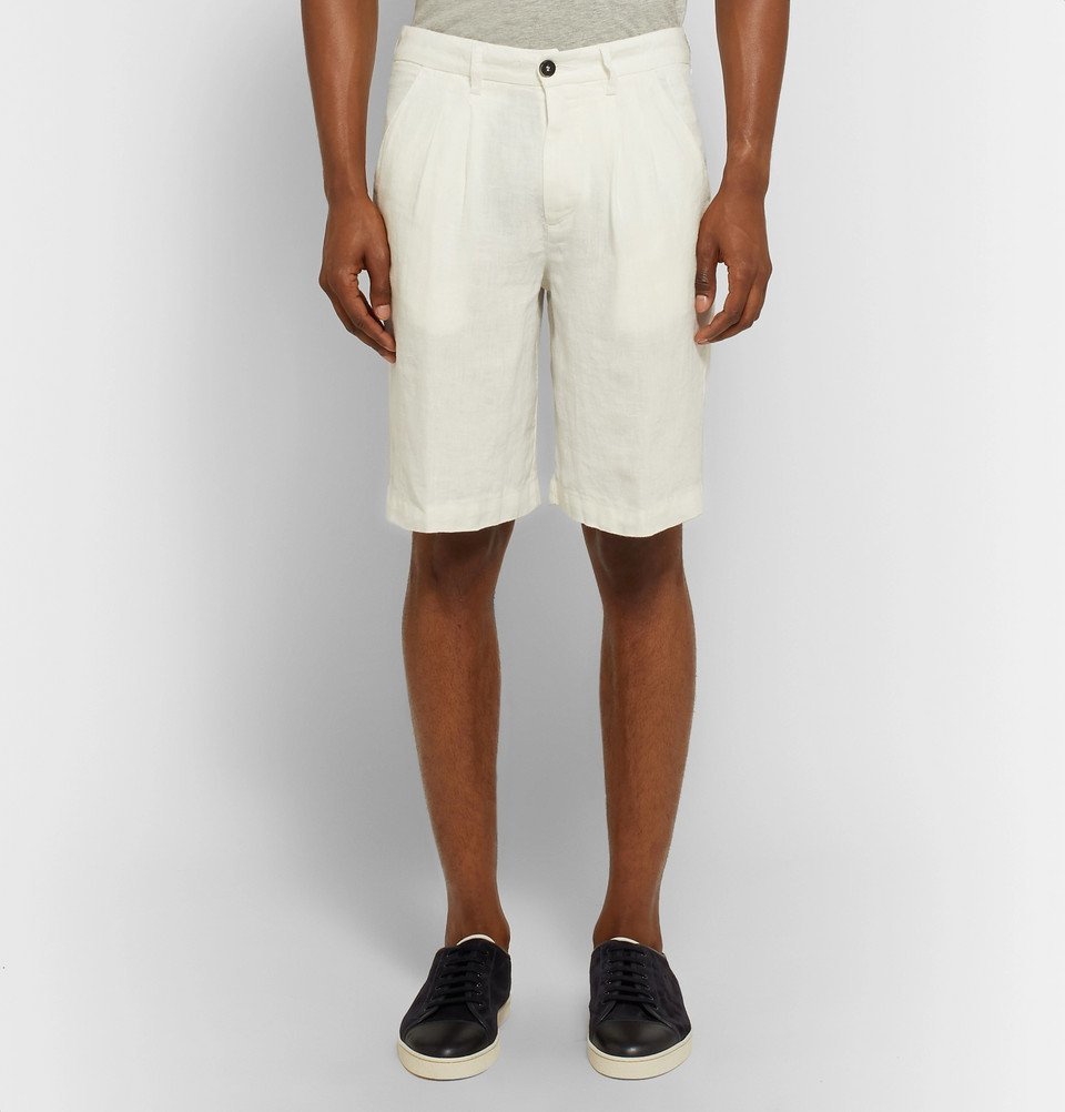 Valentino Garavani pleated linen shorts - Neutrals