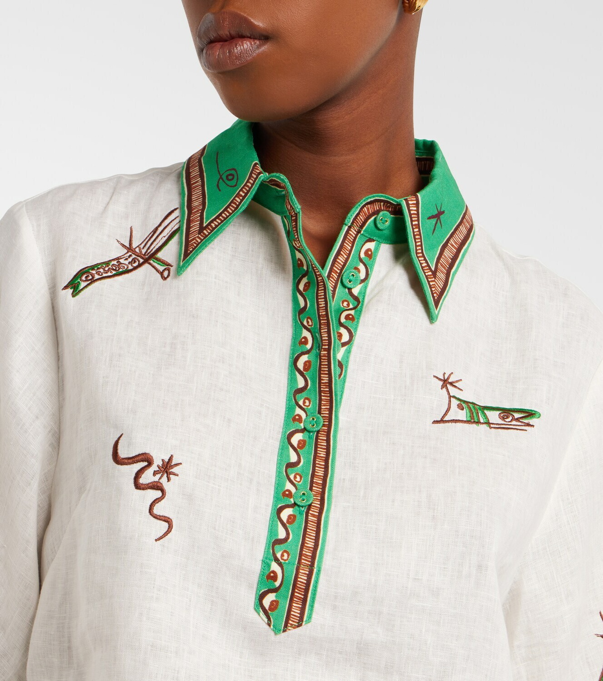 Alémais Wanda embroidered linen shirt