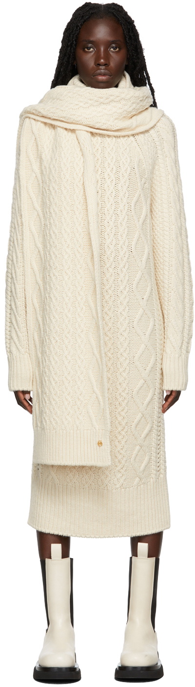 Recto Off-White Chunky Cable Knit Dress Recto