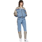 Martine Rose Blue and Beige Denim Hybrid Track Jacket