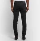 AMIRI - Skinny-Fit Embellished Twill-Panelled Distressed Stretch-Denim Jeans - Black