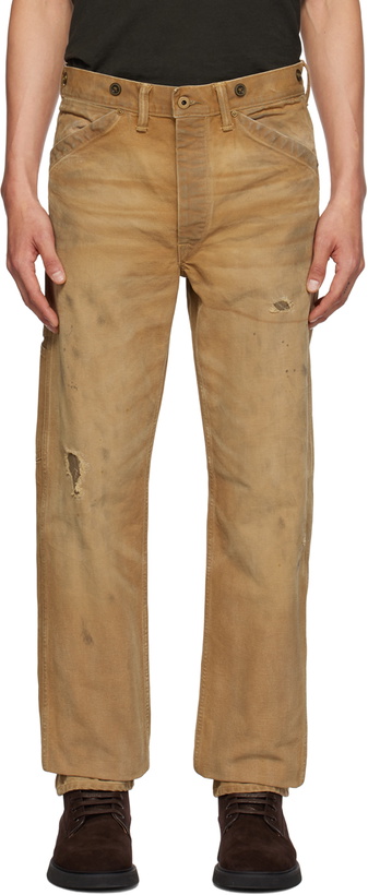 Photo: RRL Tan Repaired Trousers