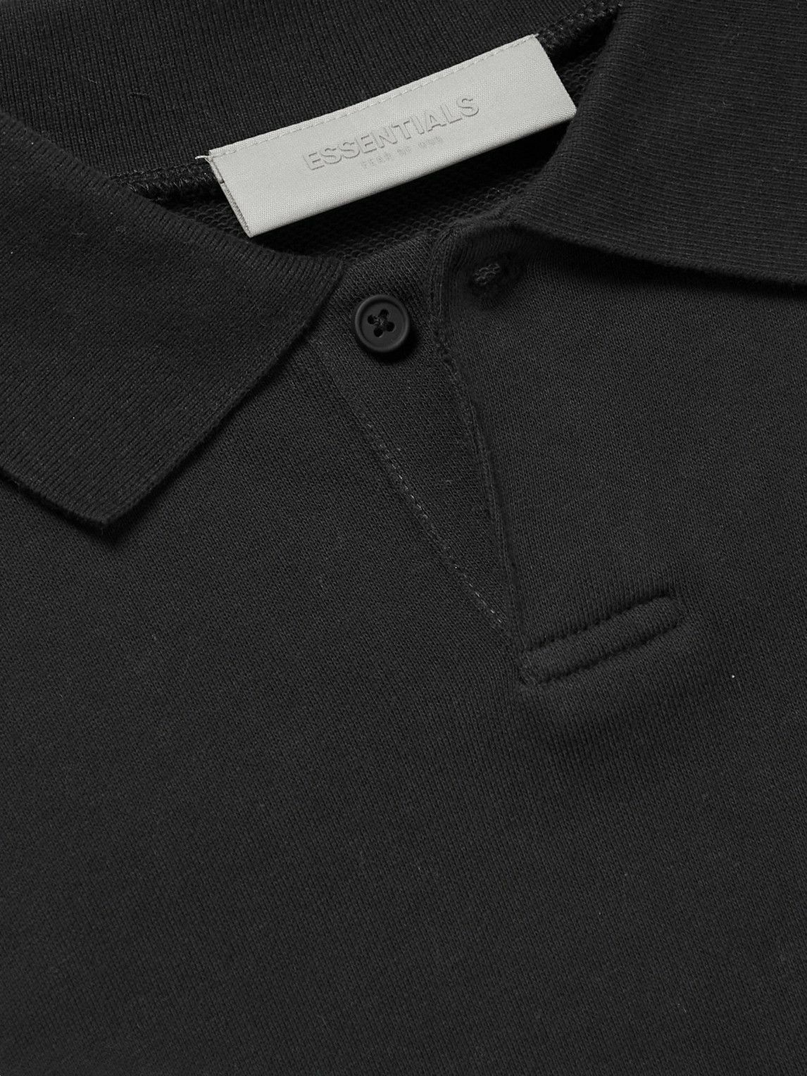 FEAR OF GOD ESSENTIALS - Logo-Flocked Cotton-Jersey Polo Shirt - Black ...
