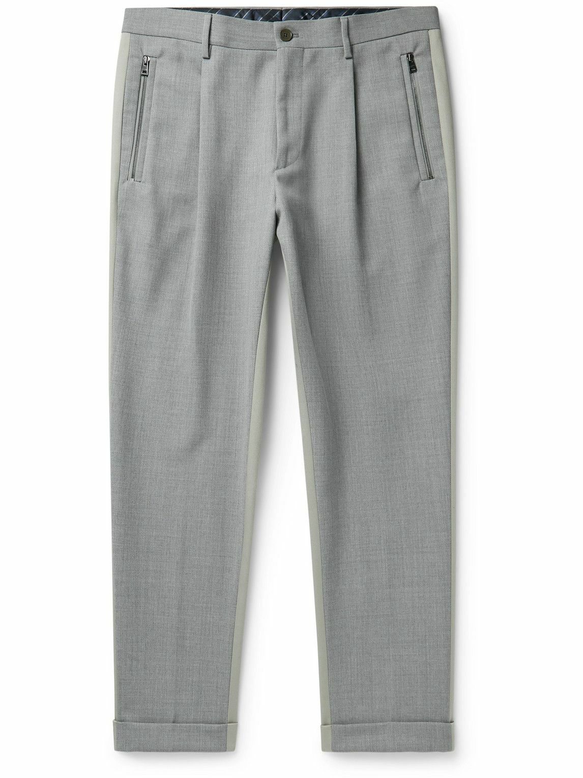 Etro - Straight-Leg Grain de Poudre Wool and Cotton-Blend Twill Trousers -  Gray Etro