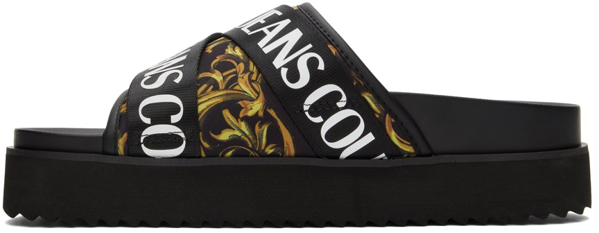 Versace Jeans Couture Black Regalia Baroque Sandals Versace