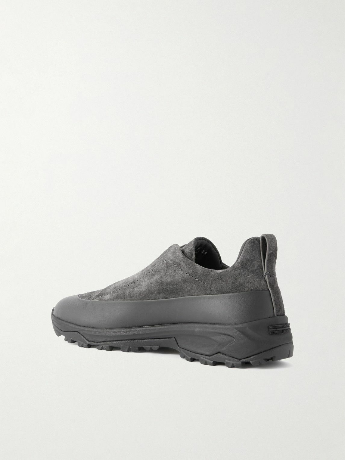 Zegna - Triple Stitch™ Monte Rubber-Trimmed Suede Slip-On Sneakers - Gray