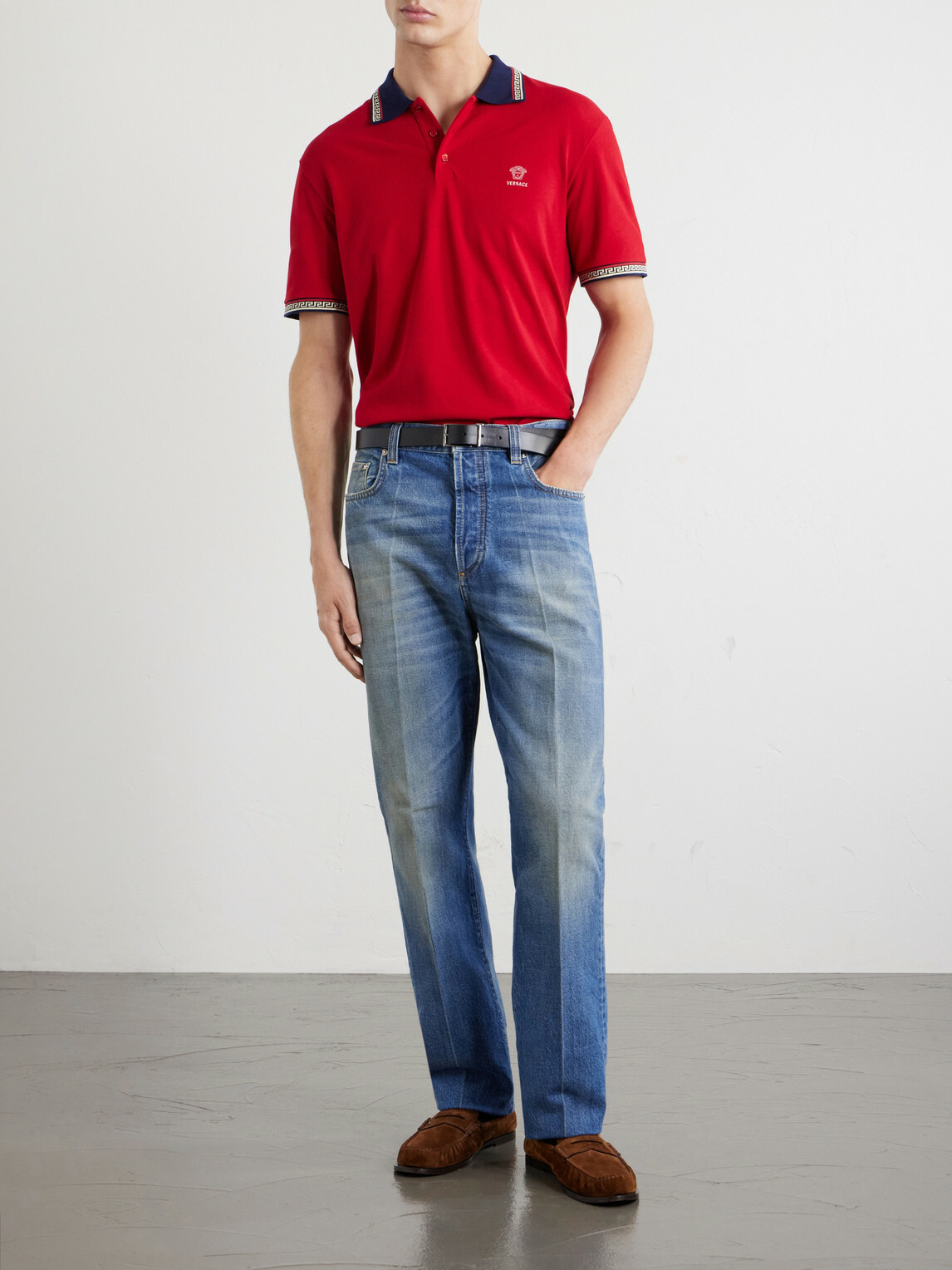 Versace - Logo-Embroidered Cotton-Piqué Polo Shirt - Red