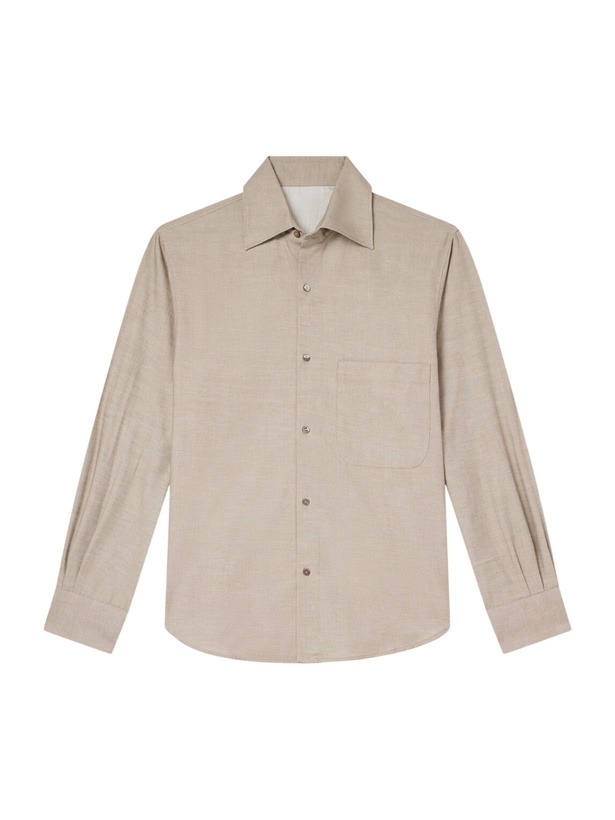 Photo: Stòffa - Spread-Collar Brushed Cotton Woven Shirt - Brown
