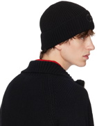 Ferragamo Black Rib Knit Beanie